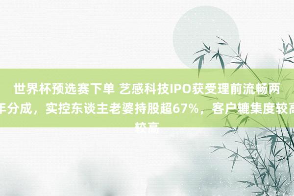 世界杯预选赛下单 艺感科技IPO获受理前流畅两年分成，实控东谈主老婆持股超67%，客户辘集度较高