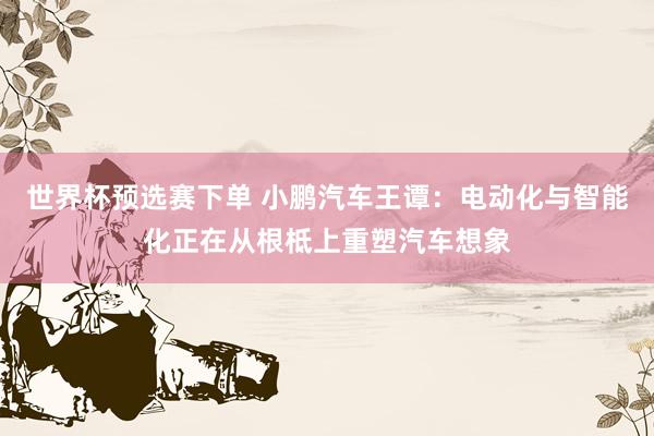 世界杯预选赛下单 小鹏汽车王谭：电动化与智能化正在从根柢上重塑汽车想象