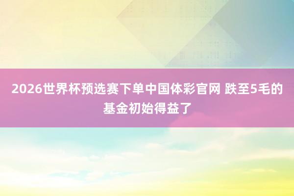 2026世界杯预选赛下单中国体彩官网 跌至5毛的基金初始得益了
