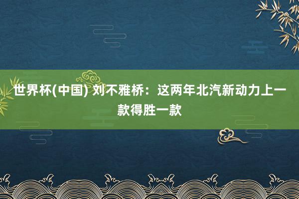 世界杯(中国) 刘不雅桥：这两年北汽新动力上一款得胜一款