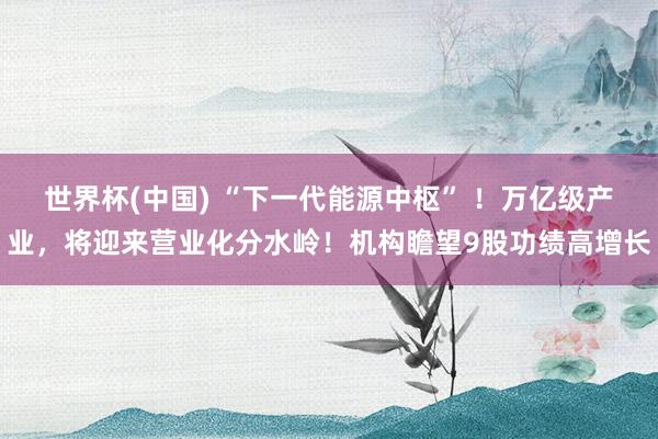 世界杯(中国) “下一代能源中枢” ！万亿级产业，将迎来营业化分水岭！机构瞻望9股功绩高增长