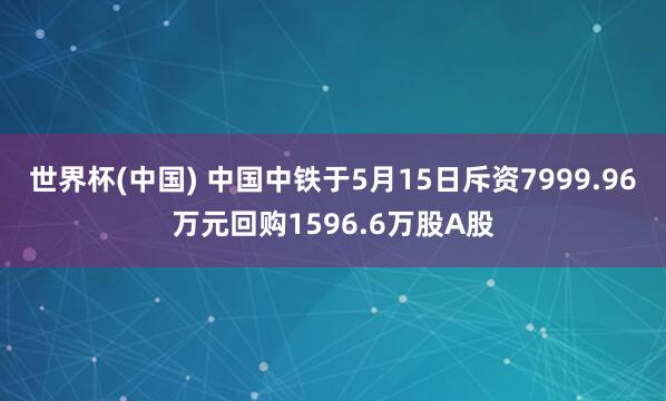 世界杯(中国) 中国中铁于5月15日斥资7999.96万元回购1596.6万股A股