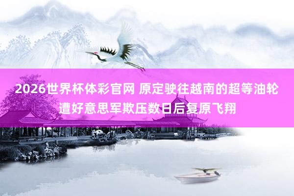 2026世界杯体彩官网 原定驶往越南的超等油轮遭好意思军欺压数日后复原飞翔