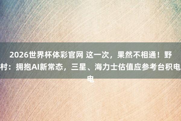 2026世界杯体彩官网 这一次，果然不相通！野村：拥抱AI新常态，三星、海力士估值应参考台积电
