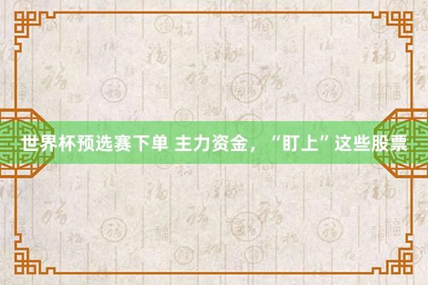世界杯预选赛下单 主力资金，“盯上”这些股票