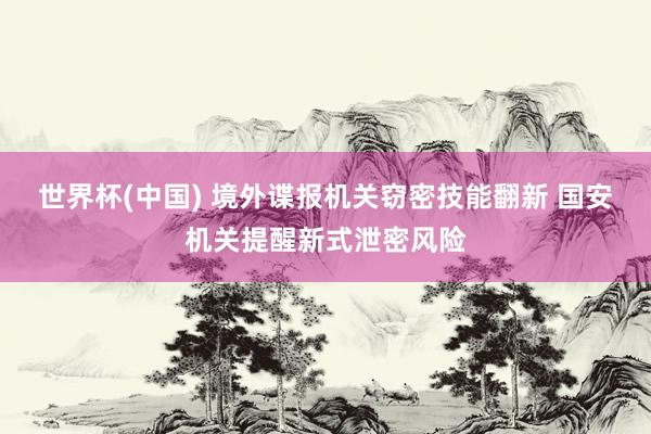 世界杯(中国) 境外谍报机关窃密技能翻新 国安机关提醒新式泄密风险