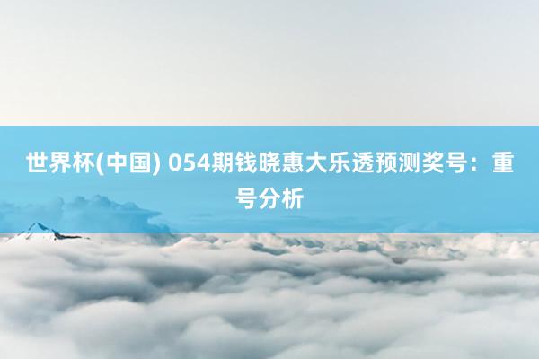 世界杯(中国) 054期钱晓惠大乐透预测奖号：重号分析