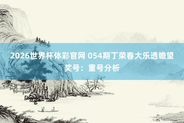 2026世界杯体彩官网 054期丁荣春大乐透瞻望奖号：重号分析