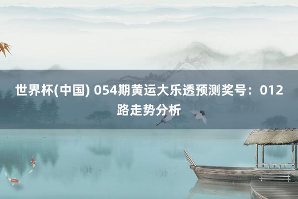世界杯(中国) 054期黄运大乐透预测奖号：012路走势分析