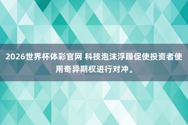 2026世界杯体彩官网 科技泡沫浮躁促使投资者使用奇异期权进行对冲。