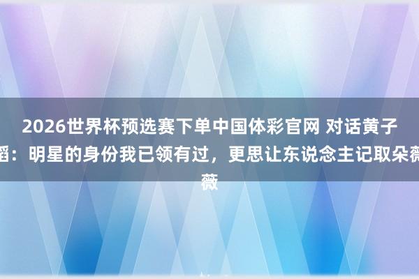 2026世界杯预选赛下单中国体彩官网 对话黄子韬：明星的身份我已领有过，更思让东说念主记取朵薇