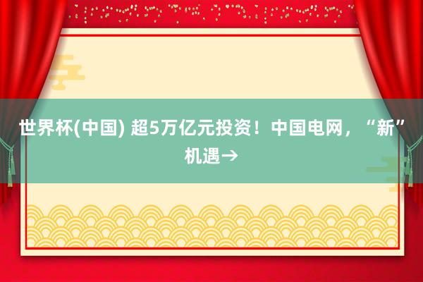 世界杯(中国) 超5万亿元投资！中国电网，“新”机遇→