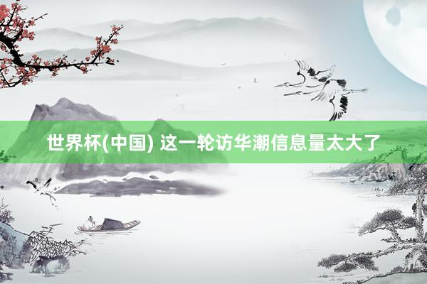 世界杯(中国) 这一轮访华潮信息量太大了