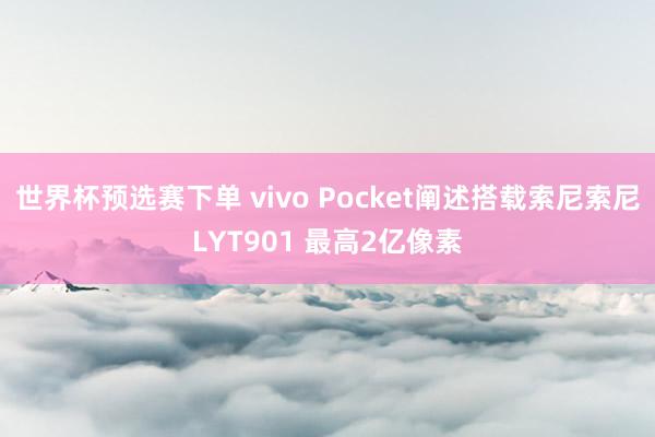 世界杯预选赛下单 vivo Pocket阐述搭载索尼索尼LYT901 最高2亿像素