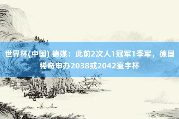 世界杯(中国) 德媒：此前2次人1冠军1季军，德国稀奇申办2038或2042寰宇杯