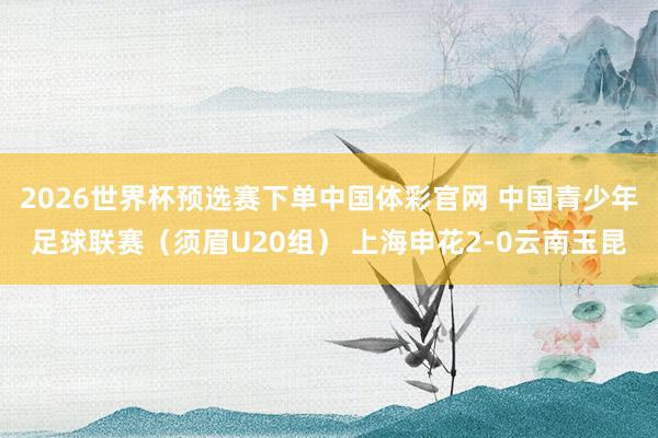 2026世界杯预选赛下单中国体彩官网 中国青少年足球联赛（须眉U20组） 上海申花2-0云南玉昆