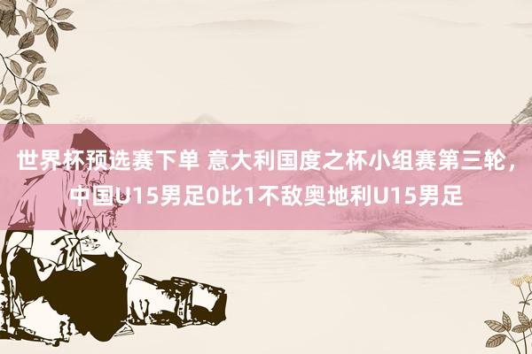 世界杯预选赛下单 意大利国度之杯小组赛第三轮，中国U15男足0比1不敌奥地利U15男足