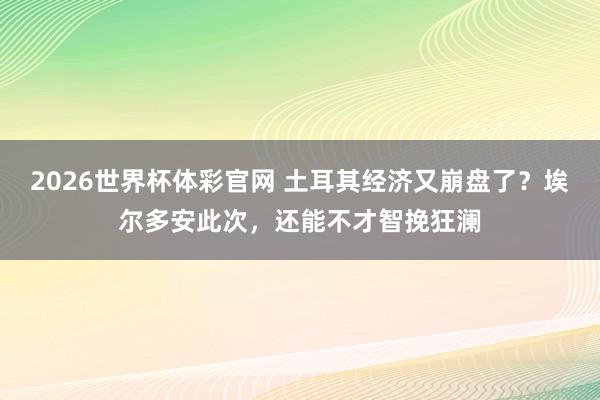 2026世界杯体彩官网 土耳其经济又崩盘了？埃尔多安此次，还能不才智挽狂澜