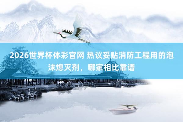 2026世界杯体彩官网 热议妥贴消防工程用的泡沫熄灭剂，哪家相比靠谱