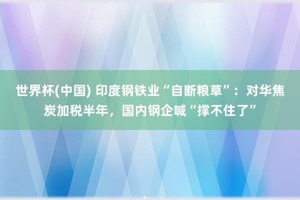 世界杯(中国) 印度钢铁业“自断粮草”：对华焦炭加税半年，国内钢企喊“撑不住了”