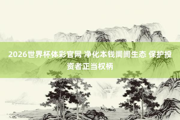 2026世界杯体彩官网 净化本钱阛阓生态 保护投资者正当权柄