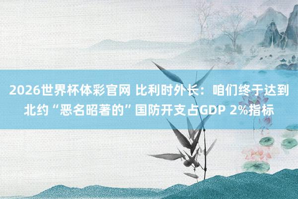 2026世界杯体彩官网 比利时外长：咱们终于达到北约“恶名昭著的”国防开支占GDP 2%指标