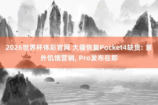 2026世界杯体彩官网 大疆恢复Pocket4缺货: 意外饥饿营销， Pro发布在即
