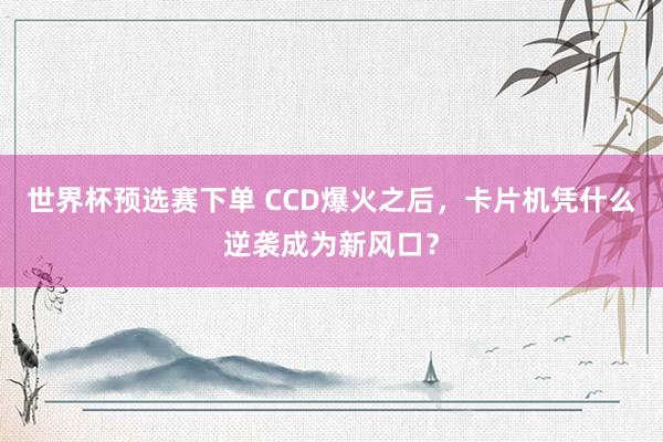 世界杯预选赛下单 CCD爆火之后,卡片机凭什么逆袭成为新风口?
