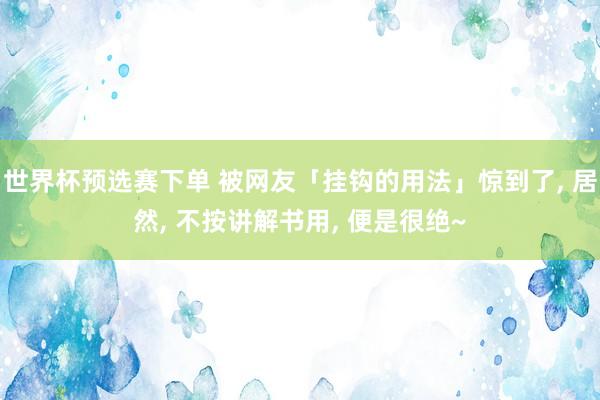 世界杯预选赛下单 被网友「挂钩的用法」惊到了， 居然， 不按讲解书用， 便是很绝~
