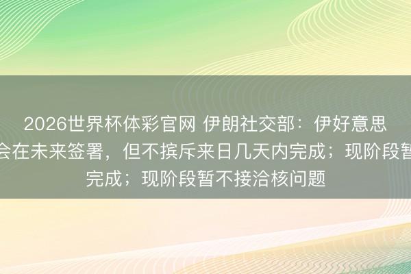 2026世界杯体彩官网 伊朗社交部：伊好意思缓和备忘录不会在未来签署，但不摈斥来日几天内完成；现阶段暂不接洽核问题