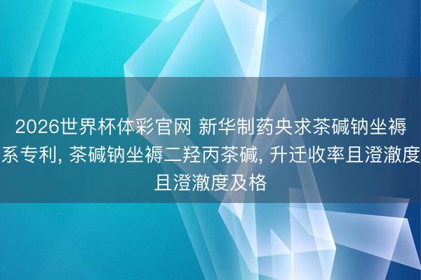 2026世界杯体彩官网 新华制药央求茶碱钠坐褥法干系专利， 茶碱钠坐褥二羟丙茶碱， 升迁收率且澄澈度及格