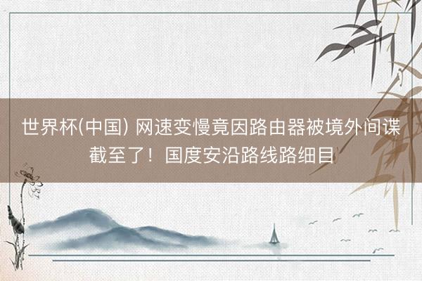 世界杯(中国) 网速变慢竟因路由器被境外间谍截至了!国度安沿路线路细目
