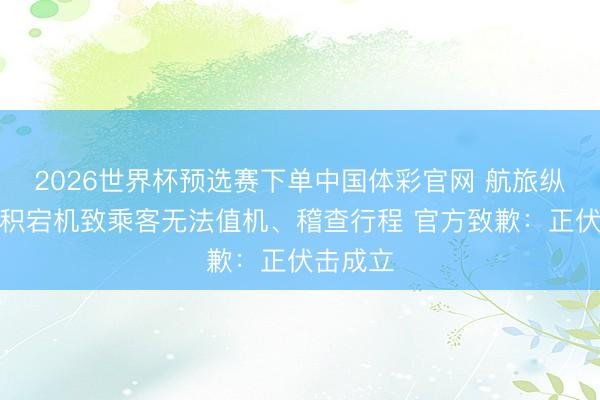 2026世界杯预选赛下单中国体彩官网 航旅纵横大面积宕机致乘客无法值机、稽查行程 官方致歉：正伏击成立